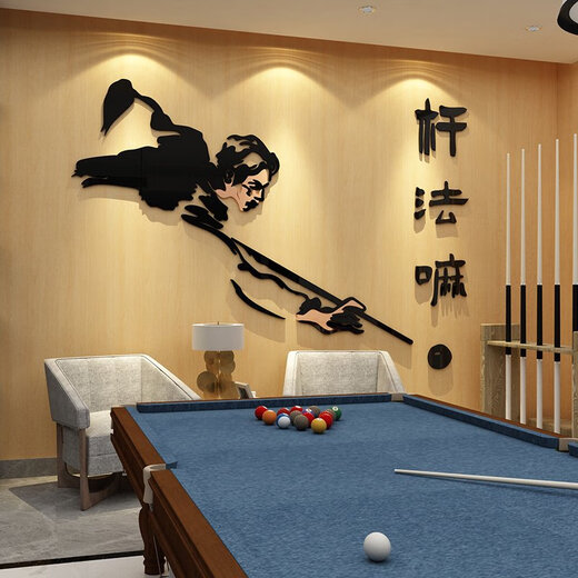 BEYZK台球厅室墙面装饰画背景形象墙贴壁纸摆件网红俱乐部海报用品大全 16859杆法嘛-黑色+肤色 小