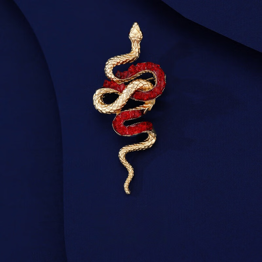 Qianjun 2025 new python brooch, high-end women's exquisite versatile snake-shaped corsage brooch with various designs 1 gold blue