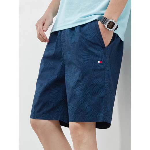TO MMY HWAKETOMMYBULL American Tommy Tommy Summer Pure Cotton Men's Five-Cut Shorts Casual and All-Match Loose Beach Pants 9215 Top-Blue XL (Suggested 135-155Jin [Jin equals 0.5 kg])