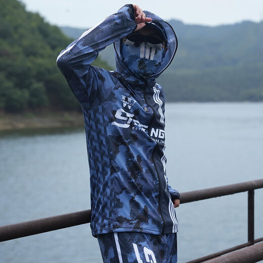 Woxenqi fishing sun protection suit for summer men and women thin outdoor fishing long-sleeved hooded breathable quick-drying anti-UV winning top 3XL