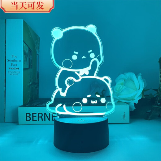 一二布布usb小夜灯led卡通动漫周边卧室可爱摆件景品生日礼物 3895 一二布布  两人拍照款 黑色7色触控款