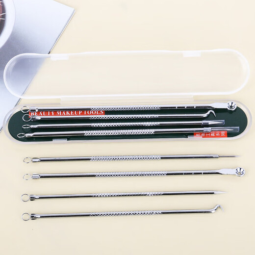 NOMe Acne Needle 4-piece Set Stainless Steel Acne Needle Beauty Makeup Tool Double-ended Acne Picking and Blackhead Acne Needle Set Boxed No. 3 Acne Needle Set 1 Piece Carefully Selected
