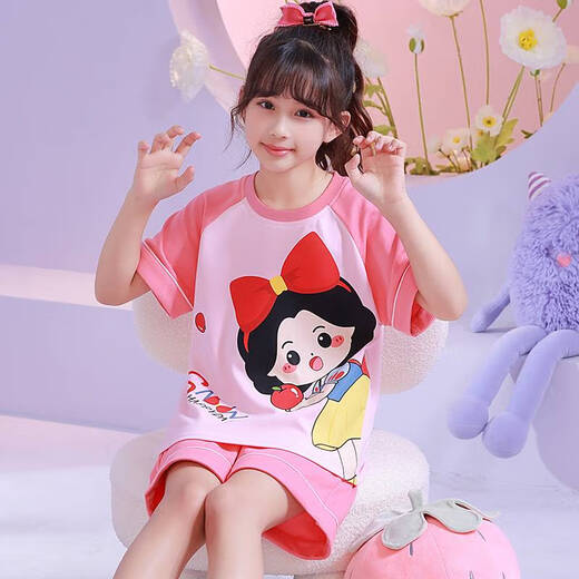 
Children's pajamas pure cotton short-sleeved summer thin beaver Ruby Loppy cartoon little girl home clothing set 6629# Pikachu 125 size 14 height-135CM