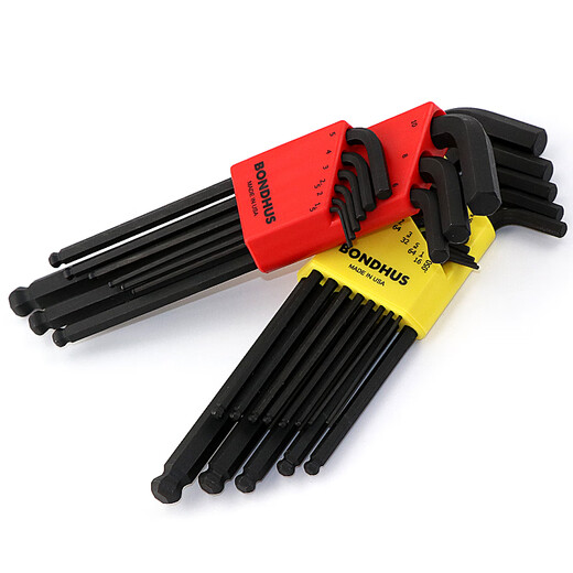 
BONDHUSBhus Borton American Public and British Hexagon Wrench Set Extended Ball Head Flat Head Hexagon Key 12137_Imperial 13 Pack (Extended Flat Head)