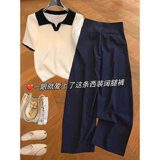 
Yanlifen (yanlifen) European new summer outfit 2025 new style dressing clothes loose white ice silk t-shirt t-shirt two-piece suit women's clothing white top + pants M [100-110Jin[Jin equals 0.5 kg]]