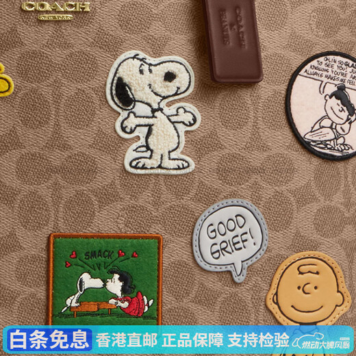 蔻驰（COACH）xPEANUTS联名款City33经典标志人造革托特包Tote包购物袋单肩包 基础装(包+防尘袋)
