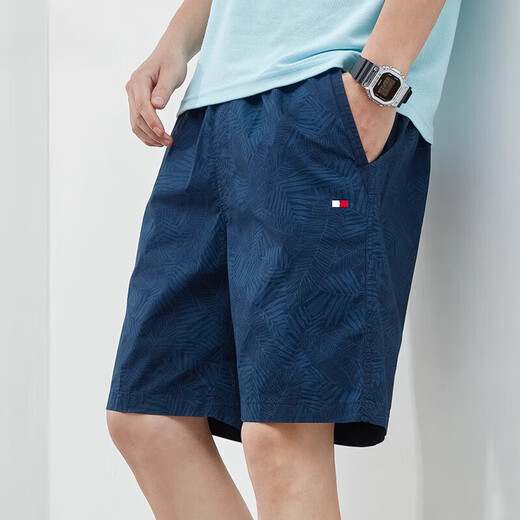 Tommy Bull (Tommybull) Tommy Tommy Sommer Pure Cotton Five Cut Shorts Casual und All-Match Lose Beach Hosen Herren trendy 9224 Dunkelgrau + 9215 Blau M (vorgeschlagen 100-120 Jin [Jin gleich 0,5 kg]))