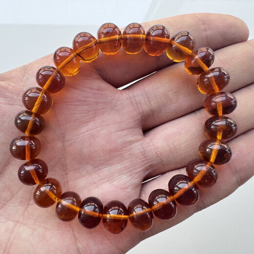 Libiao 2025 new high-end fushun amber soybean oil color gold amber 10 mm single circle bracelet