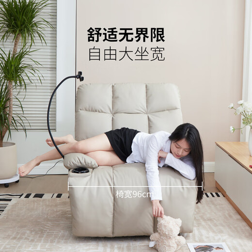 Gujia Home Leather Massage Sofa Living Room Single Sofa Lazy Sofa Rocking Chair Bedroom Study Home Small Massage Chair Cloud Chair PTDK819FY-J