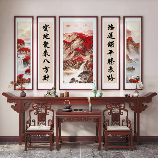 Die Gemälde von Wulianzhongtang aus der Haupthalle, dem Wohnzimmer der Villa, ist elegant, das ländliche selbstgebaute Haus, die Landschaftsdekoration Gemälde der Ahnenhalle, die 70% der Auswahl des Kunden von 14070+4 14030 cmps umweltfreundliche Ränder