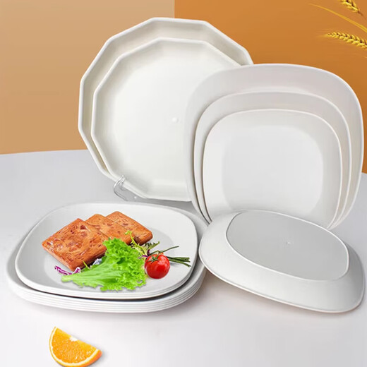 Rice husk disposable dinner plate food grade thickened high temperature resistant dish dish household high-end biodegradable 8-inch square dish/dish (shallow plate) 100 pieces