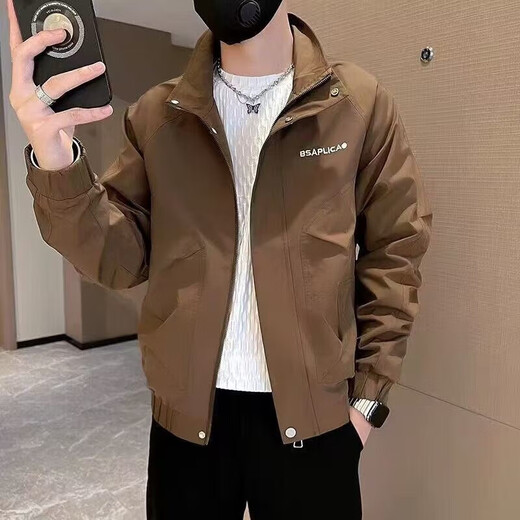 Spring and Autumn Jacket Men's 2026 New Style Teenage Handsome Fashion Brand Premium Lapel Slim Jacket Men's Fashion Black L Recommended 100-115 Jin Jin equals 0.5 kg