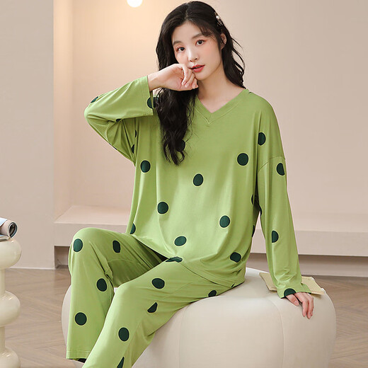 Fangpin Ice Silk Pyjamas für Frauen mit langen Ärmeln und langen Hosen Pullover Jin [Jin ist gleich 0,5 kg] Modal Long Home Freizeitanzug 3882 XXL-Code (140-160 Jin [Jin gleich 0,5 kg]) All Code