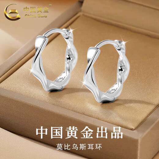 CHINA GOLD Pure Silver Earrings Women's Versatile Niche Earrings Mobius Earrings Valentine's Day Birthday Gift for Girlfriend and Lover Mobius Earrings