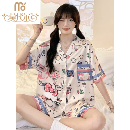 莫代尔睡衣女款夏季仿丝.稠薄款学生可爱甜美卡通冰丝短袖家居服夏天套 #YX-3937 L [99-115]斤