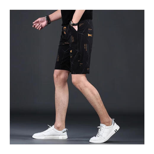 Yongsi Zog delgado de gran tamaño pantalones pantalones cortos Irregular Irregular Pantalones de cinco puntos Men Ice Silk Sports Pantalones de gama media ZX-1585 28 _ Circunción de mierda 2 pies 1 1