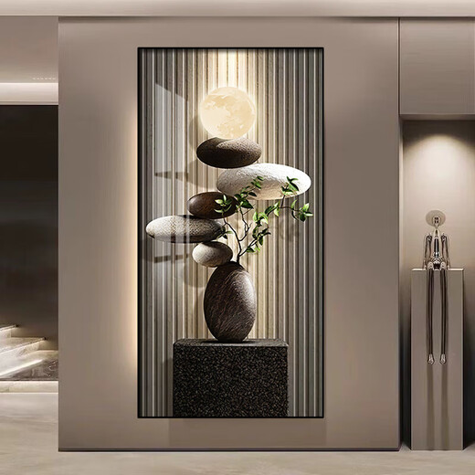 Wen Shiou's entrance painting is opposite the door Feng Shui with lamps and stones to operate the decorative sense LED lamps into the door wall light luxury T12250 60*120 (recommended 4 of 0.8 meters-0.9 meters