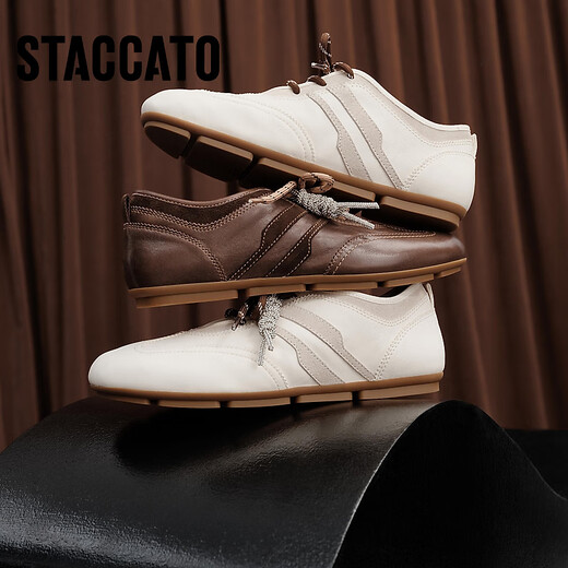 Sijiatu [Identique à Yang Mi] 2025 AUTOMNE NOUVEAU SMAL PIANO CLÉ RETRO RETRO GENRE CHAUS FORREST GUMM SHOSTES CAS CASSEUX EG701CM5 VOLYSATILE BEIGE 38