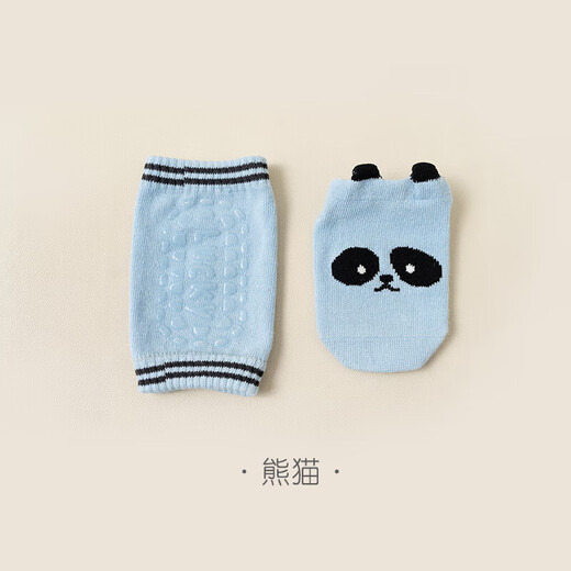 Baby knee pads spring and summer breathable cotton baby toddler anti-fall socks dotted anti-slip children's knee pads soft and waxy Panda 1 pair 1-3 years old