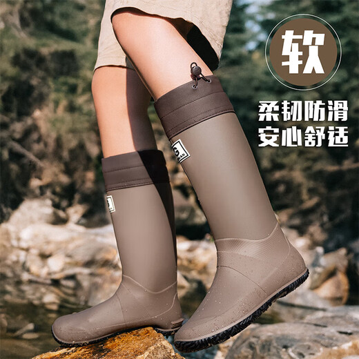 【户外必备】2025夏季新款雨林登山雨鞋雨靴防滑防水鞋赶海露营鞋 深灰色 （高筒） 41