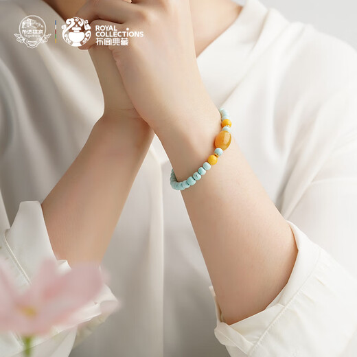 Potala Palace Turquoise Bracelet with Beeswax Date Beads 925 Silver Dharma Eye Spacer Bracelet for Men and Women as a Birthday Gift for Girlfriend