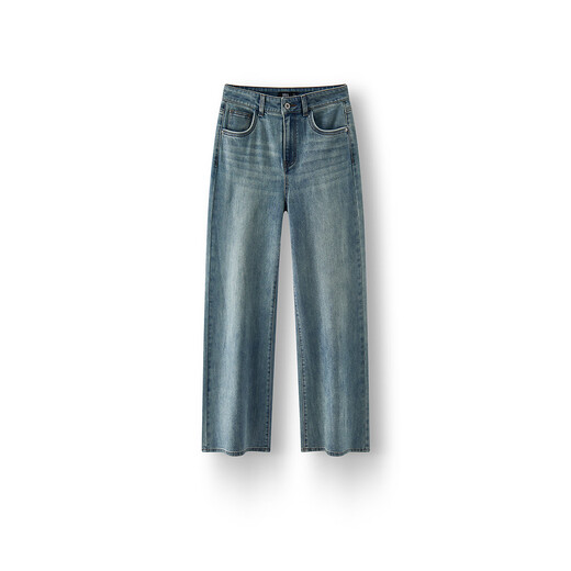 Semir Senro Jeans Jeans für Frauen mit schlankem, fleischbedeckten Weitbeinhosen für den Sommer 2025 Neue lose Hosen modische Denim leichte gelbe Schlammfarbstoff 80331 L