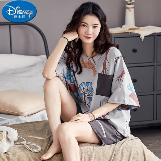 Disney pajamas for women summer cotton thin short sleeves 2025 new cute summer thin home clothing set TN-5380 9848 M Recommended 80-Jin [Jin equals 0.5 kg] wear