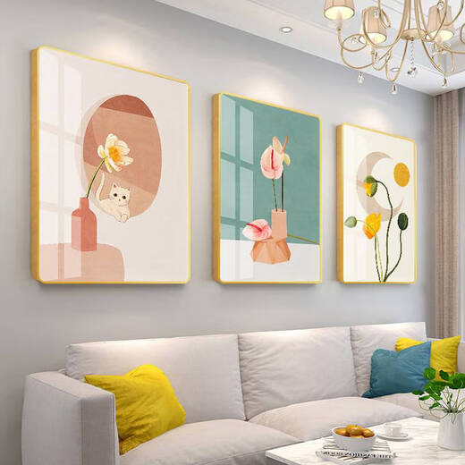 Yonghuan Sala de estar Nordic Decoración Pintura de fondo Pintura colgante de pared Simple Moderno Mural Corredor Pintura de pared de pasillo K1049 20*30cm tres ligeras Luxury PVC Gold Frame Texture Tap.