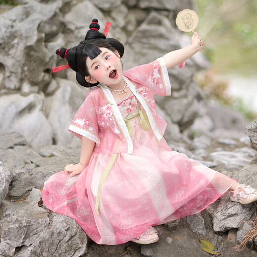 
Today, the ancient girl's Hanfu suit Shiji baby cos dress kindergarten Mid-Autumn Tang suit Light rose pink skirt 120