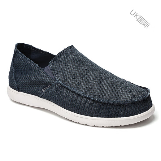 Crocs Men's Shoes Summer Santa Cruz HC Casual Breathable Business Slip-On Canvas Shoes Spring and Summer Casual Daily Dark Blue Size 41-42 M8=26cm
