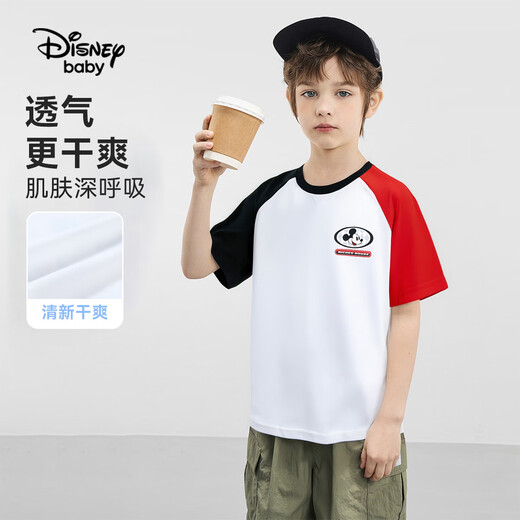 Disney baby迪士尼男童短袖儿童T恤中大童装纯棉亲肤上衣打底衫夏 红色 140