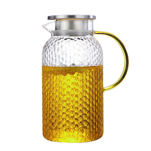 Supor SUPOR glass cold water kettle high temperature resistance large capacity household cold water kettle teapot set hammer pattern heat-resistant explosion-proof kettle [high borosilicate glass] 1ml [heatable] 1L rice grain pot body + stainless steel cover