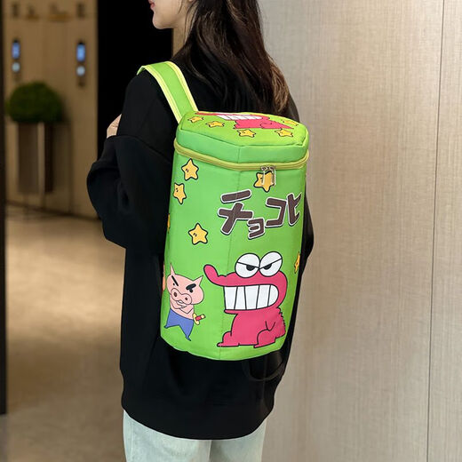 蜡笔小新umis万物可萌书包蜡笔小新背包可爱鳄鱼饼干双肩包顶开拉链 绿色标准款