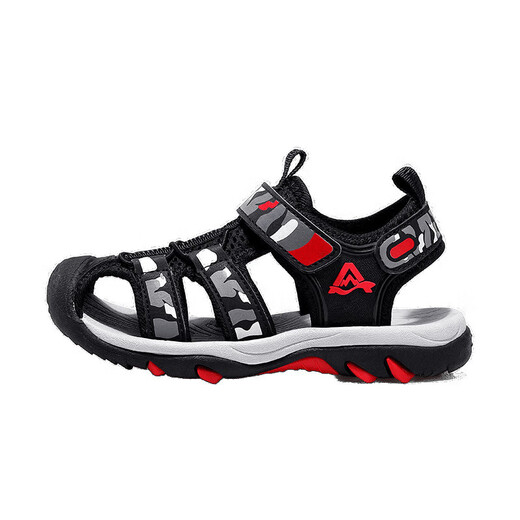 Children's Shoes Beach Shoes Boys Boys Sandals 2025 Summer Baotou Soft Sole Medium and Large Children's Students Children's Outdoor Sandals 333 Military Green Sandals 30