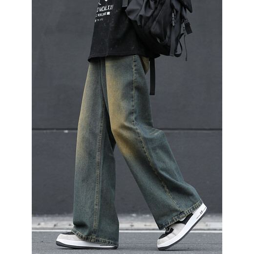 A 21 Funker Herren-Wash-Jeans für Jungen gerade lose 2025 neue drapierte Weitbeinhosen für Männer Sommer dünn 1047 nostalgisch s