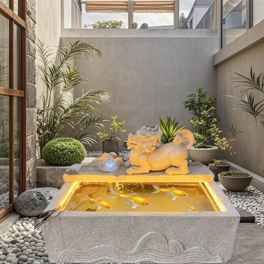 Garden outdoor fish pond landscape rockery fountain terrace garden turtle pond Pixiu Feng Shui tank flowing ornaments 6629 flowing water landscape combination