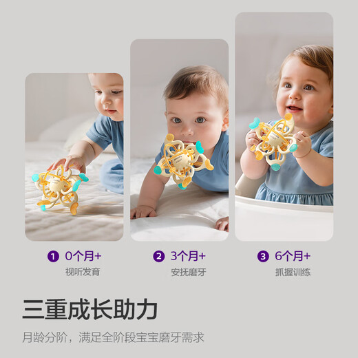 Avent Philips Manhattan Hand Ball Baby Teething Food Grade Gnawing Silicone Baby Anti-Eating Hand Toy Manhattan Ball 0 Months + Free Storage Box 1 Pack