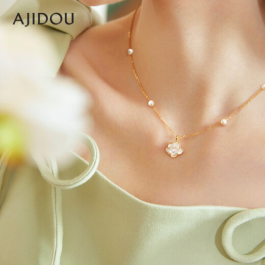 AJIDOU new spring camellia series 925 silver floral necklace birthday gift for women