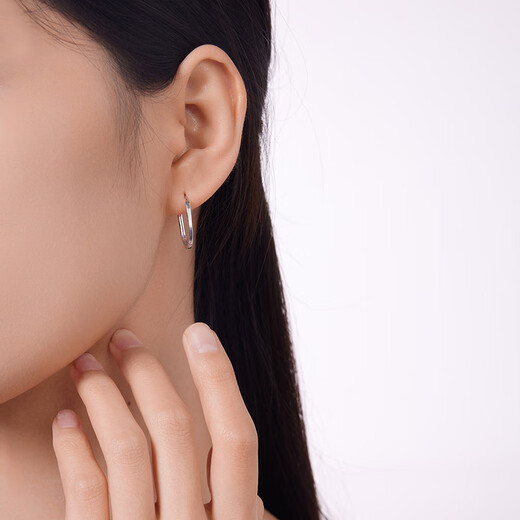 Safir platinum earrings for women PT950 platinum square and round platinum earrings as a birthday gift for your girlfriend, about 1.90 grams