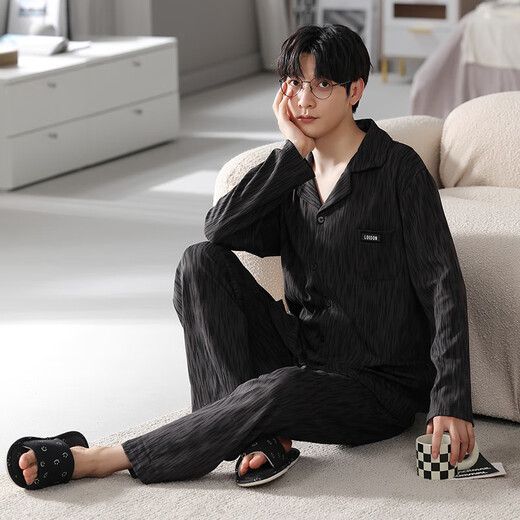 
Cat men pajamas men four seasons pure cotton casual comfortable breathable cardigans for outdoor wear 2XL