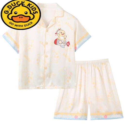 G.DUCKKIDS milk dragon boy ice silk cool pajamas summer medium and large boy thin short-sleeved children's air-conditioning home clothing set 6628#chiikawa 170 16 size height 140-150CM 60