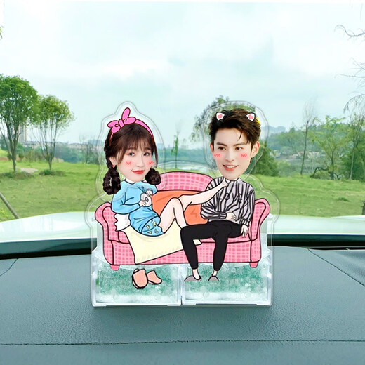 Ornements de voiture litian ornements solaires secoue automatique de tête de tête de tête double couple couple humanoïde tremblant acrylique personnalisation créativité célibataire 691 Solaire Shaking Head Stand Piece
