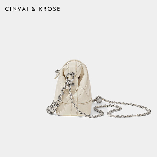 
CinvaiKrose official website small c/k bag women's bag 2025 new diamond bag chain box crossbody bag light luxury shoulder bag beige white