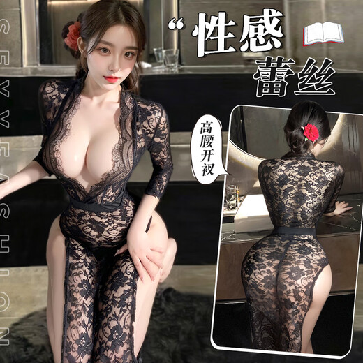 曼烟官网情趣内衣性感2025新款蕾丝秘书睡衣制服诱惑约会套装9766旗舰 黑【蕾丝秘书长裙】 均码 【建议体重80-120斤】