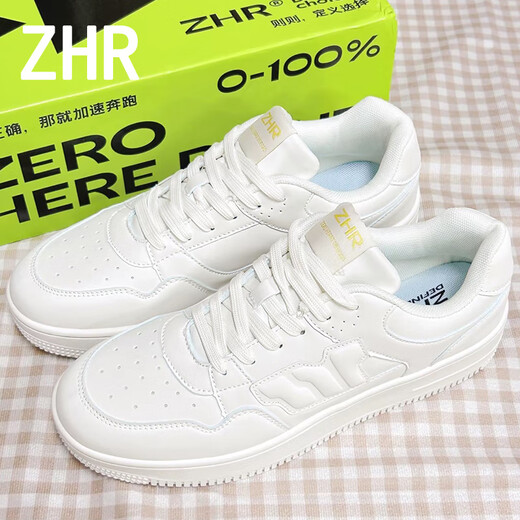 ZHR women's classic skateboard shoes thick sole heightened student couple date casual shoes American street style white 38