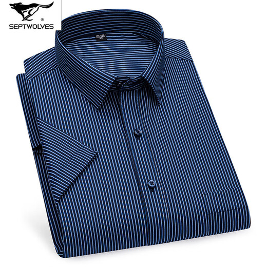 
Seven Wolfs 2025 summer middle-aged men's short-sleeved shirt for business professional formal wear without ironing quality cotton men's high-end shirt DX6624 43