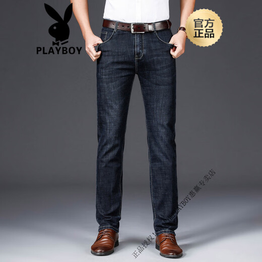 Playboy (Playboy) Sommer Dünne Stretchjeans Männer gerade losen, atmungsaktiven Vater im mittleren Alter, Männergeschäft Casual Long Hosen mittelblau (3891 Sommerdünnstil) 32 (2 Fuß 5)