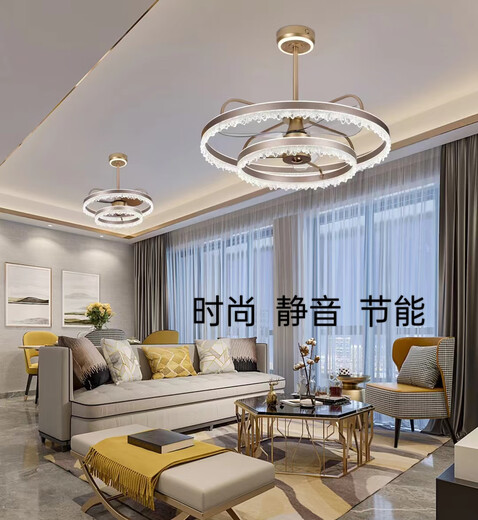 Opple Lighting 2024 Neues High-End-leichter leichter Luxuslüfter Kronleuchter Wohnzimmer Leuchte Esszimmer integrierte Lampe 9277 Grau + Drei-Farben-Lichtwechsel + Offline-Stimme