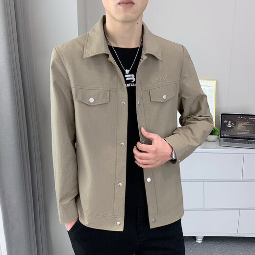 
Playboy (PLAYBOY) jacket for men casual and versatile 2025 new spring and autumn thin small lapel jacket summer men's clothing business high-end trend khaki XL [suitable for 130-145Jin [Jin equals 0.5 kg]]