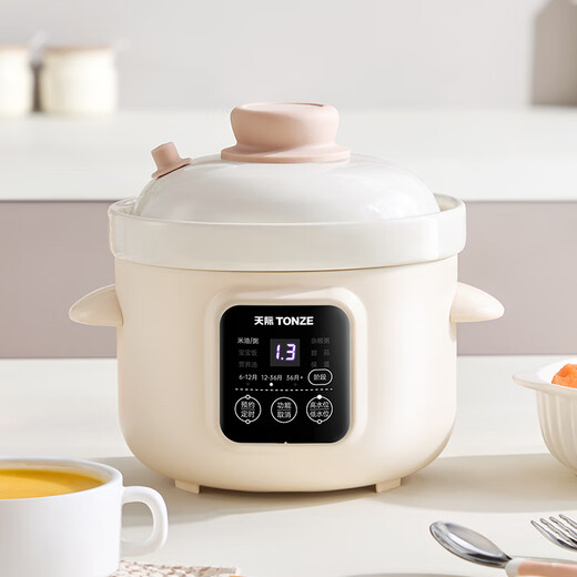 Tianji (TONZE) Maternal and Infant Electric Stew Pot, Baby Food Complementary Pot Ceramic, Steaming Rice Oil, Straight Stew by Month, Micro Pressure Stew Pot, BB Pot, Mini Stew Cup, Government Subsidy DDG-10DB 1L